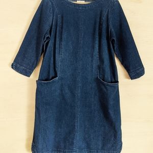 J. JILL Denim 3/4 Sleeve Dress With Pockets